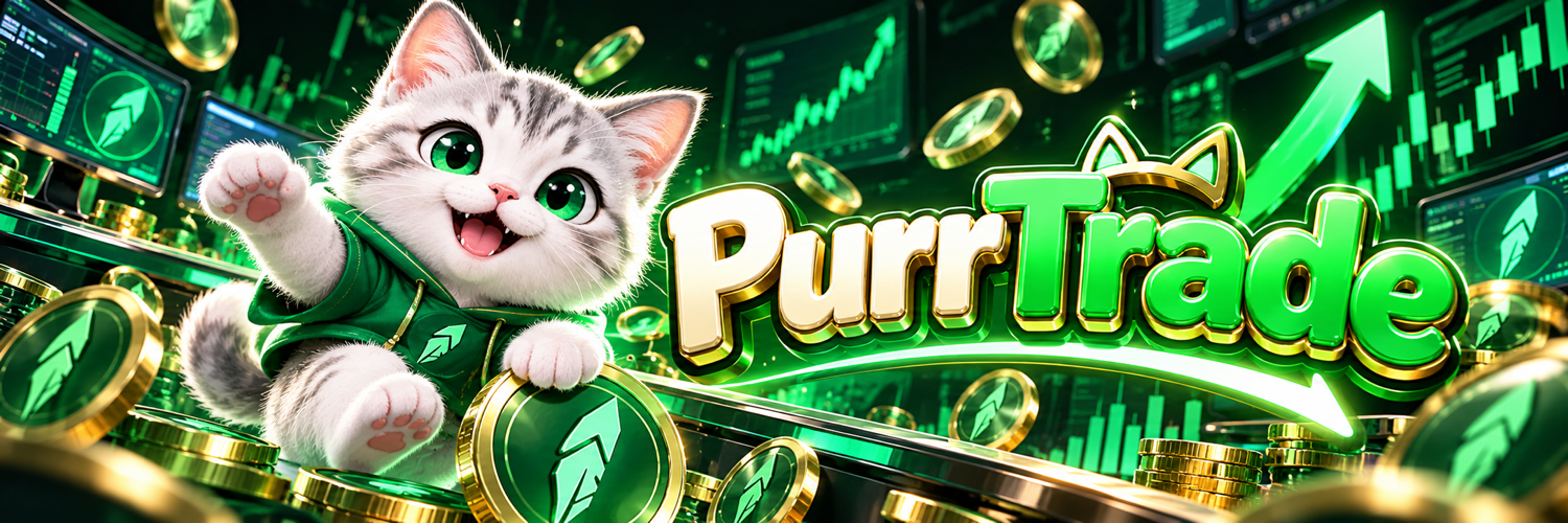 PurrTrade cat inside a vivid green trading terminal